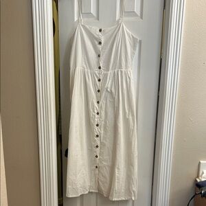 H&M Cream Button-Front Midi Dress